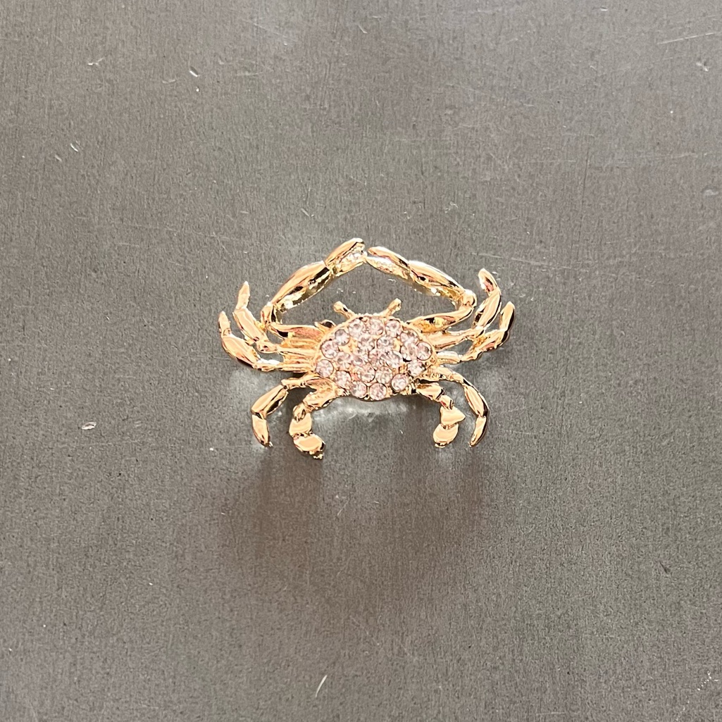 New Gold Cancer Crab Lightweight Astrological Sign Rhinestone 2